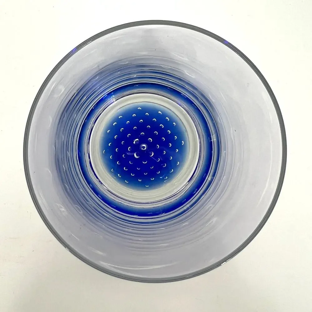 2 American Atelier Old Fashioned Rocks Cobalt Blue Controlled Bubble Glasses